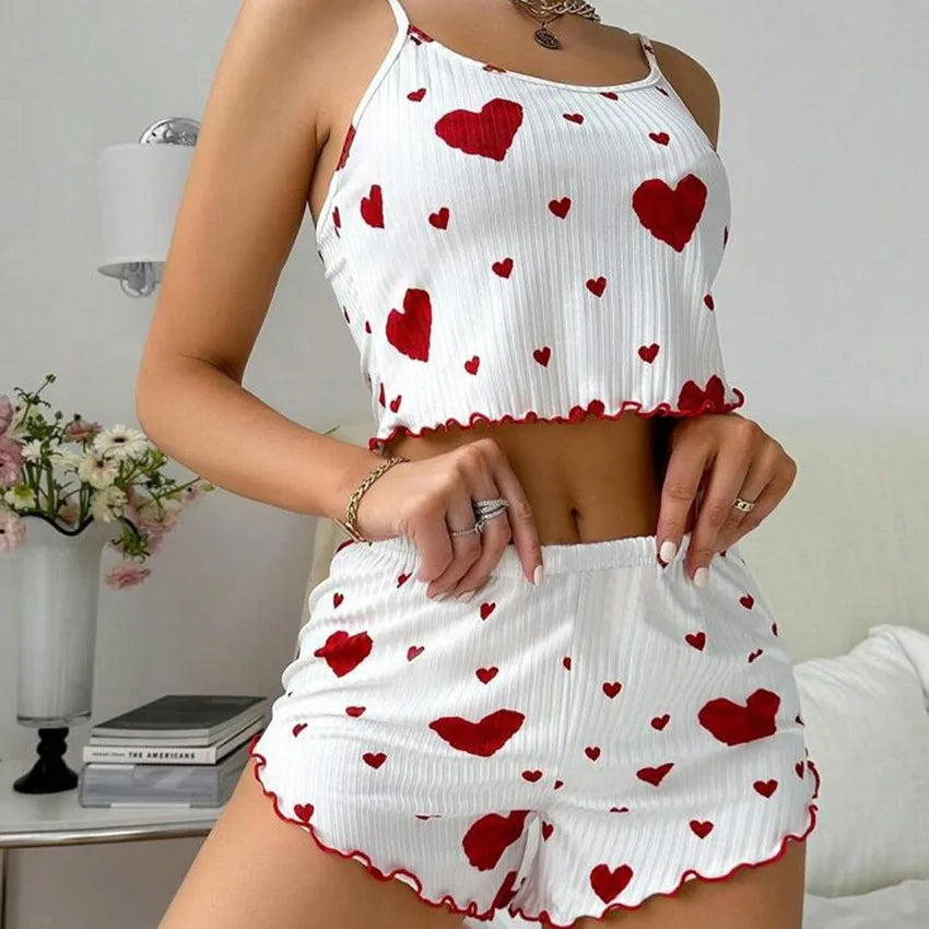 Women's 2-Piece Pajama Set - Soft Tank Top & Shorts Sleepwear Loungewear | SHEFYSTYLE