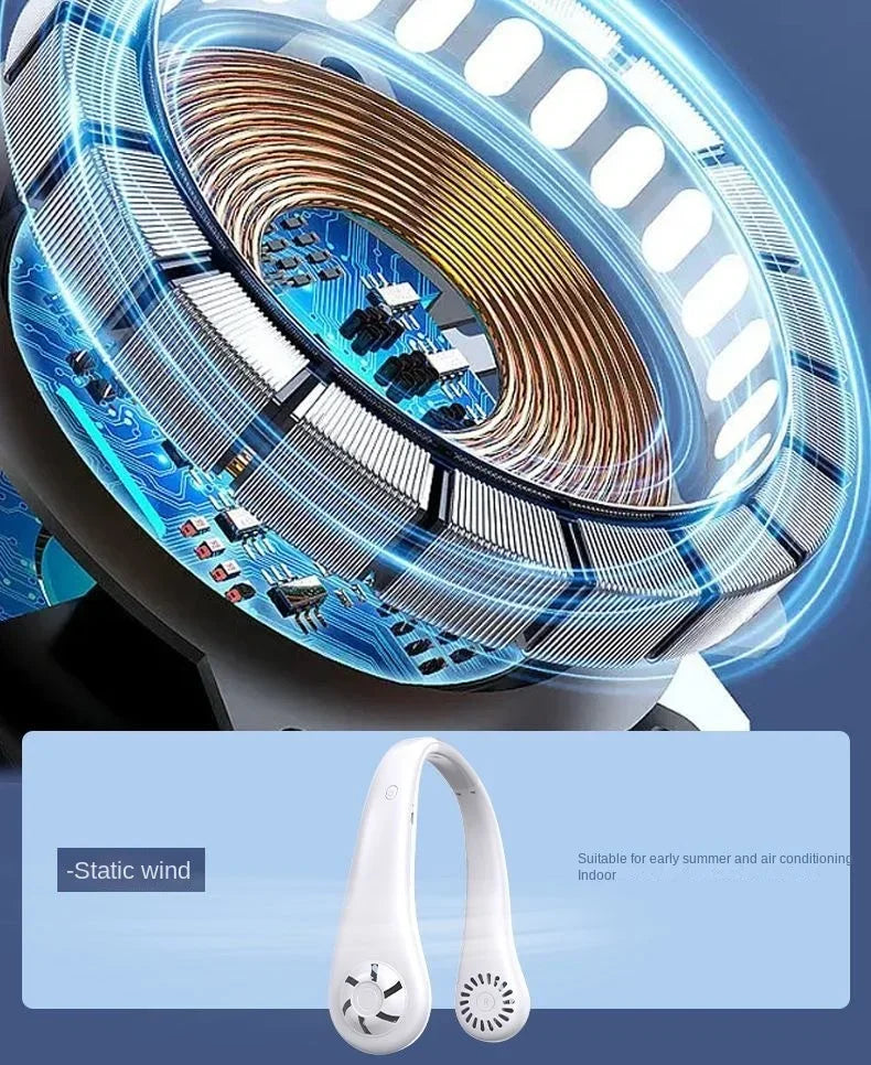 Hands-Free Bladeless Neck Fan – Portable USB Rechargeable Personal Cooling Fan (3 Speeds)