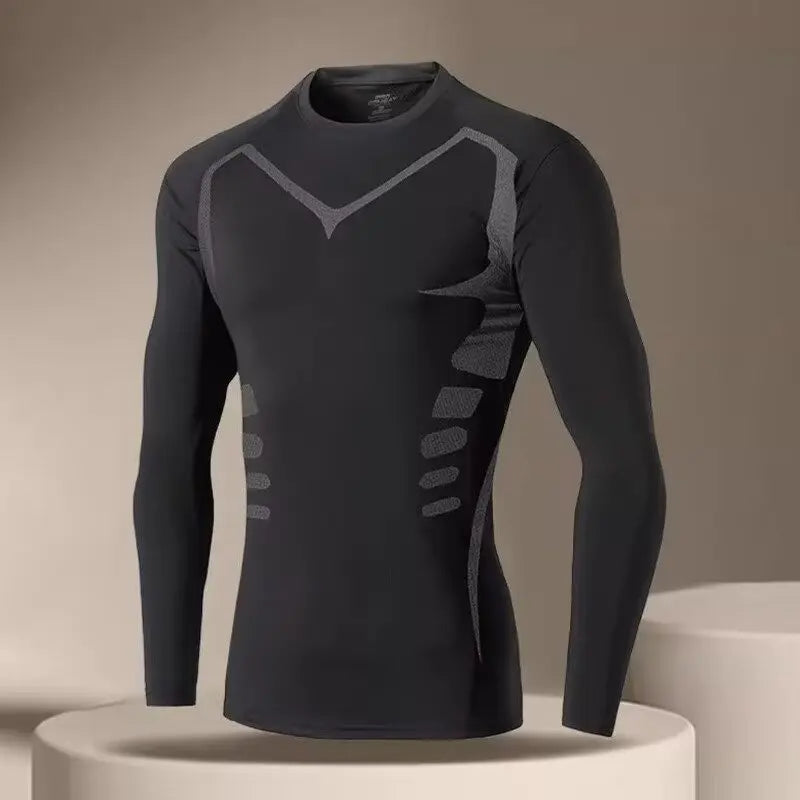 Men's Compression Sports Shirt - Quick-Dry Long Sleeve Gym & Running Top | SHEFYSTYLE