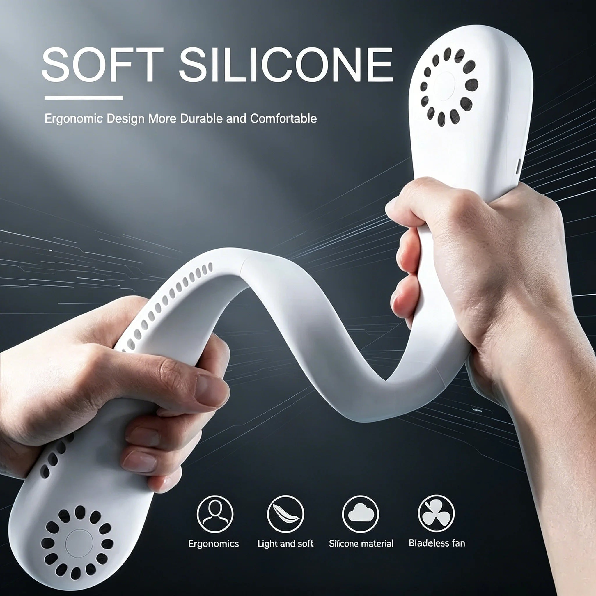 Hands-Free Bladeless Neck Fan – Portable USB Rechargeable Personal Cooling Fan (3 Speeds)