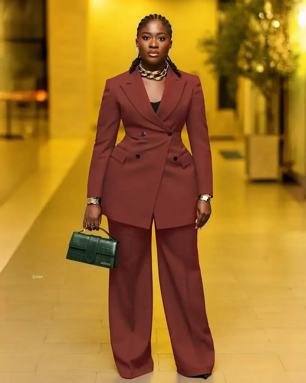 Women's Elegant 2-Piece Suit Set - Lapel Blazer & Tailored Trousers Workwear Outfit | SHEFYSTYLE