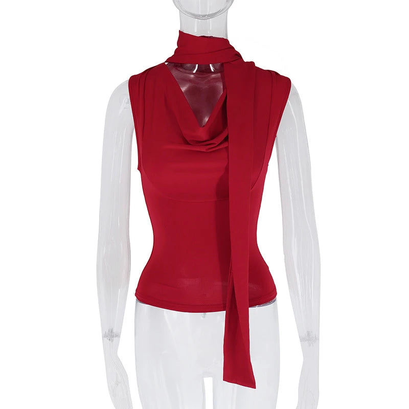 Women's Sleeveless V-Neck Tank Top - Slim Fit Knitted Summer Top | SHEFYSTYLE