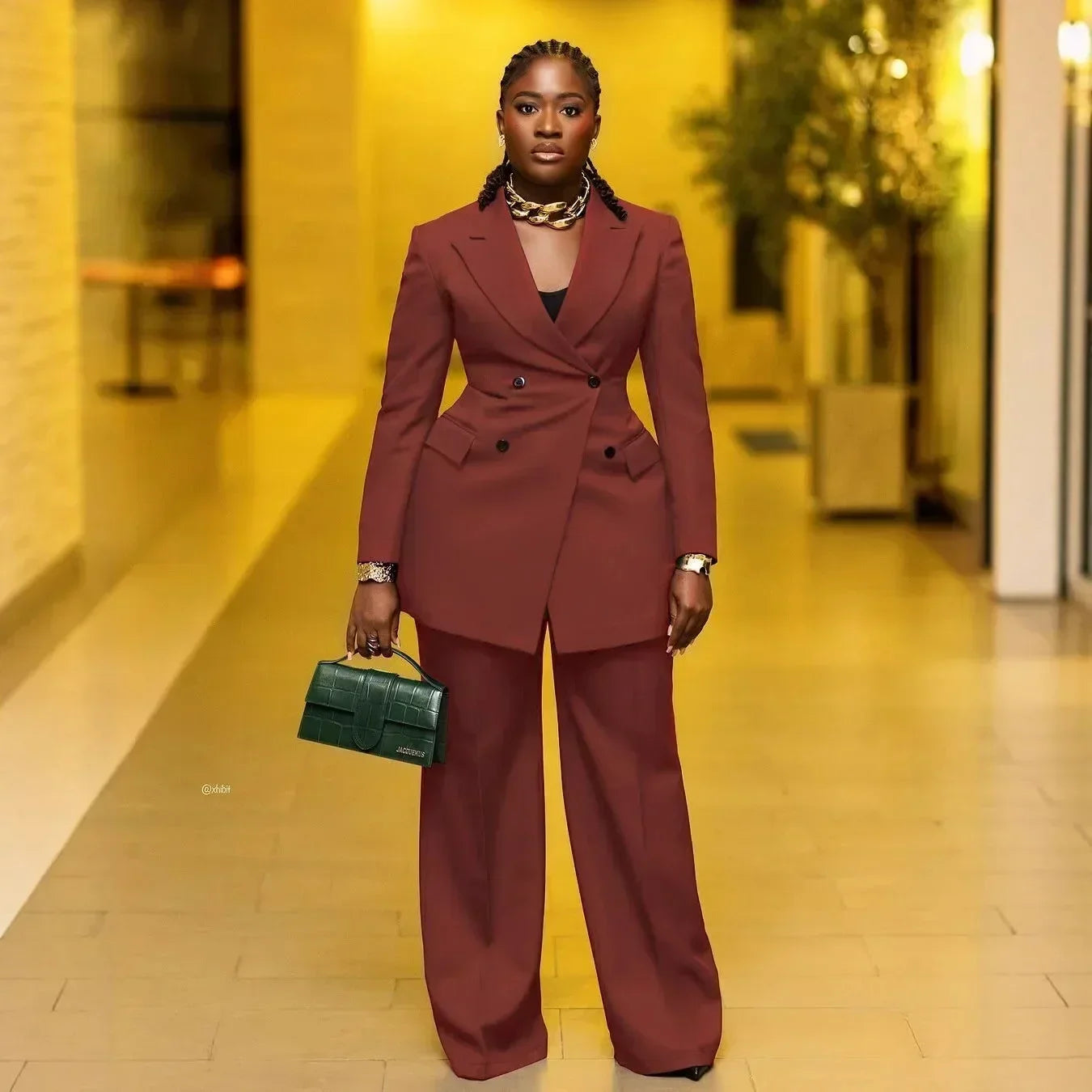 Women's Elegant 2-Piece Suit Set - Lapel Blazer & Tailored Trousers Workwear Outfit | SHEFYSTYLE