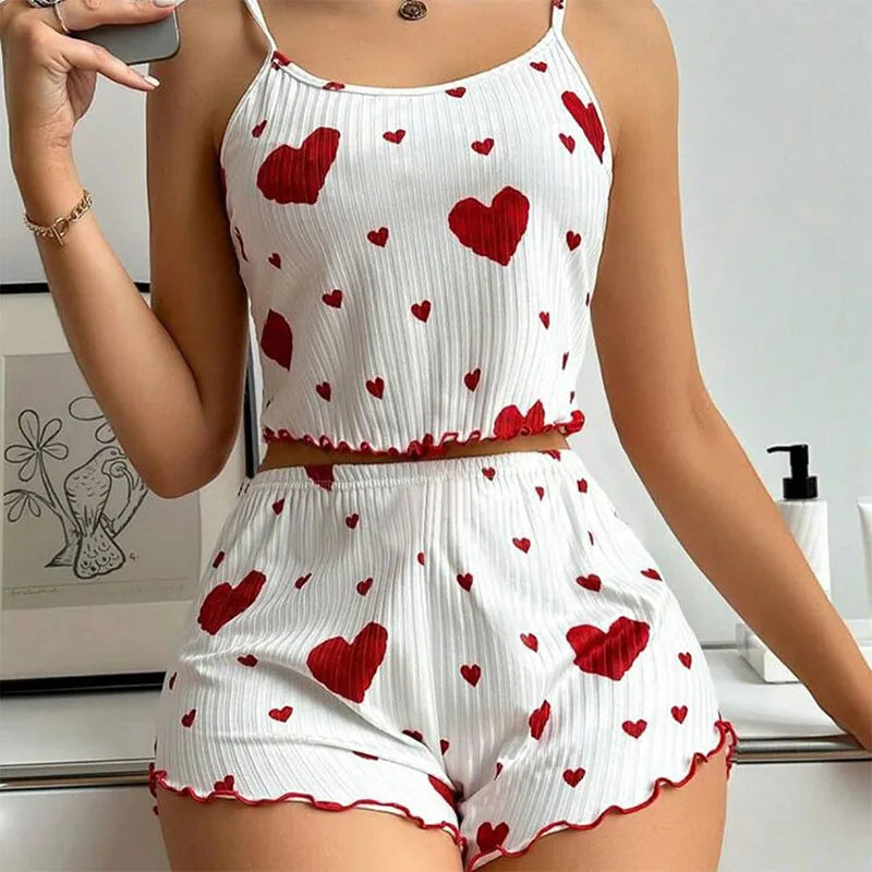 Women's 2-Piece Pajama Set - Soft Tank Top & Shorts Sleepwear Loungewear | SHEFYSTYLE