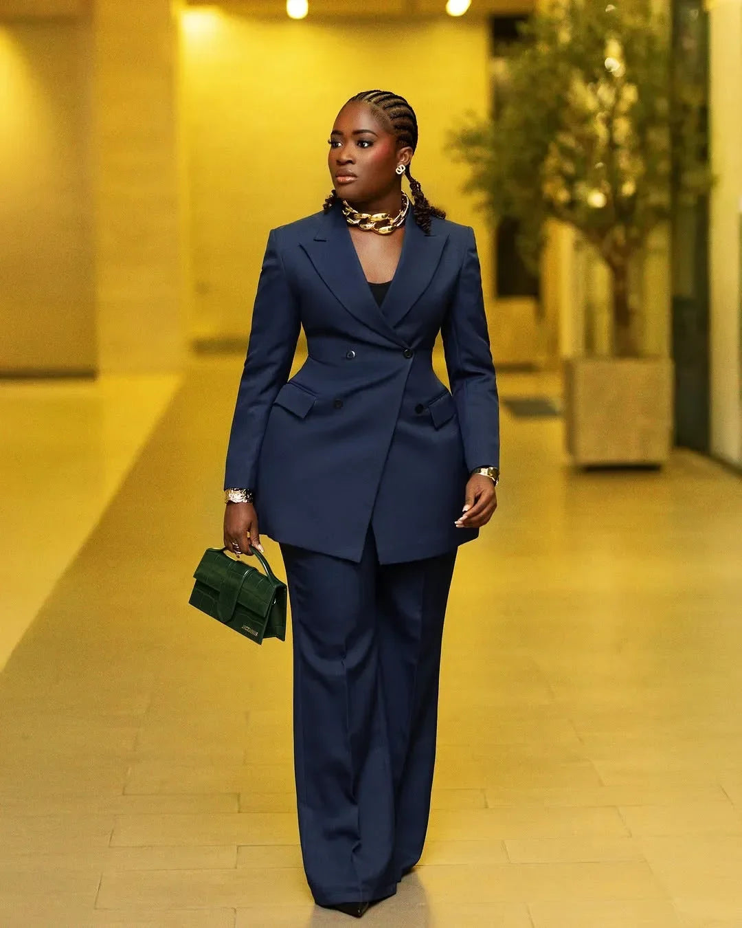 Women's Elegant 2-Piece Suit Set - Lapel Blazer & Tailored Trousers Workwear Outfit | SHEFYSTYLE