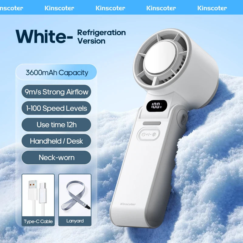 Portable Handheld Turbo Fan – Rechargeable High-Speed Mini Cooling Fan (Foldable, Adjustable Speeds)
