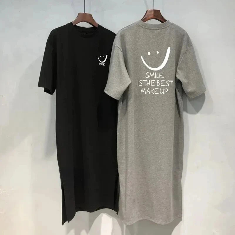 Women's Short Sleeve T-Shirt Dress - Loose Casual Mid-Length Summer Dress | SHEFYSTYLE