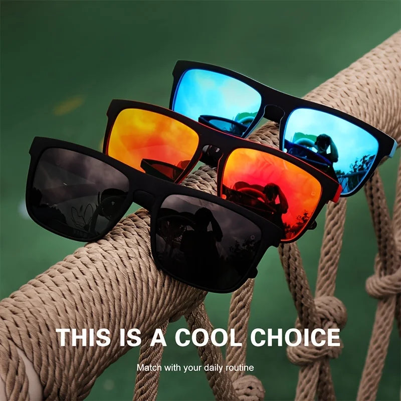 Polarized Square Sunglasses – Unisex Vintage UV400 Sunglasses with Mirrored Lenses (Driving, Fishing & Outdoor)