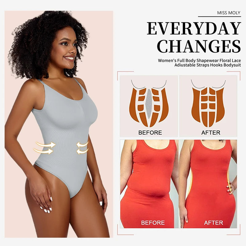 Women's Smoothing Full Body Shaper Bodysuit - Tummy Control Thong Shapewear | SHEFYSTYLE