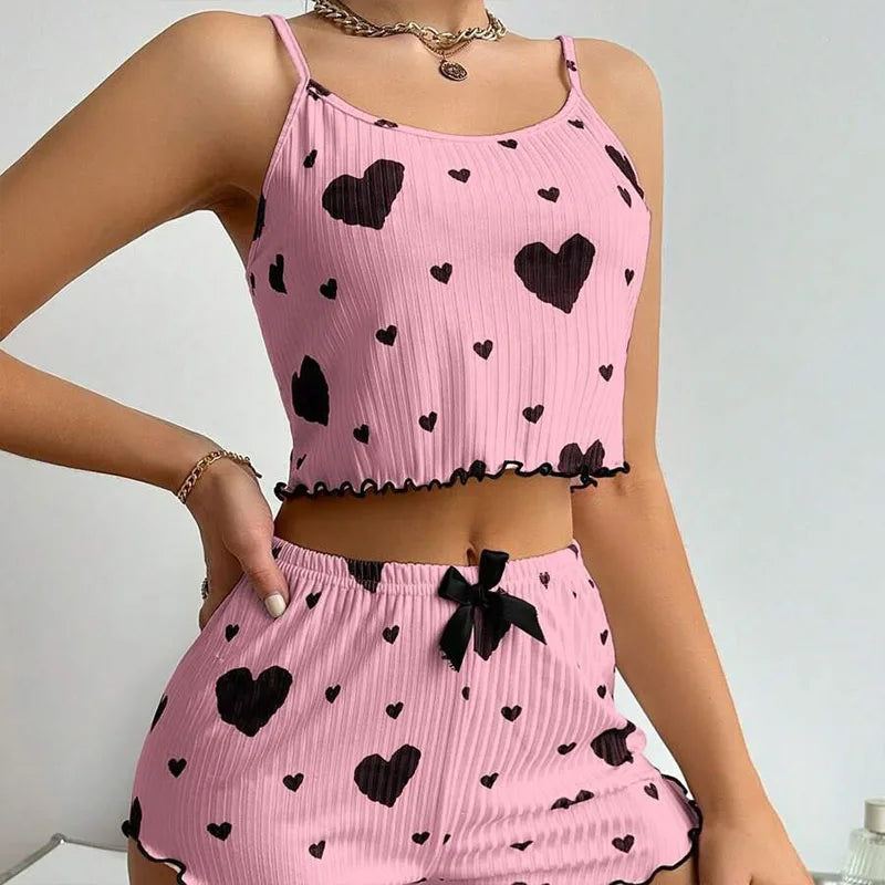 Women's 2-Piece Pajama Set - Soft Tank Top & Shorts Sleepwear Loungewear | SHEFYSTYLE