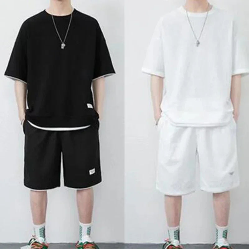 Men's 2-Piece Tracksuit Set - Short Sleeve Tee & Shorts Summer Streetwear Outfit | SHEFYSTYLE